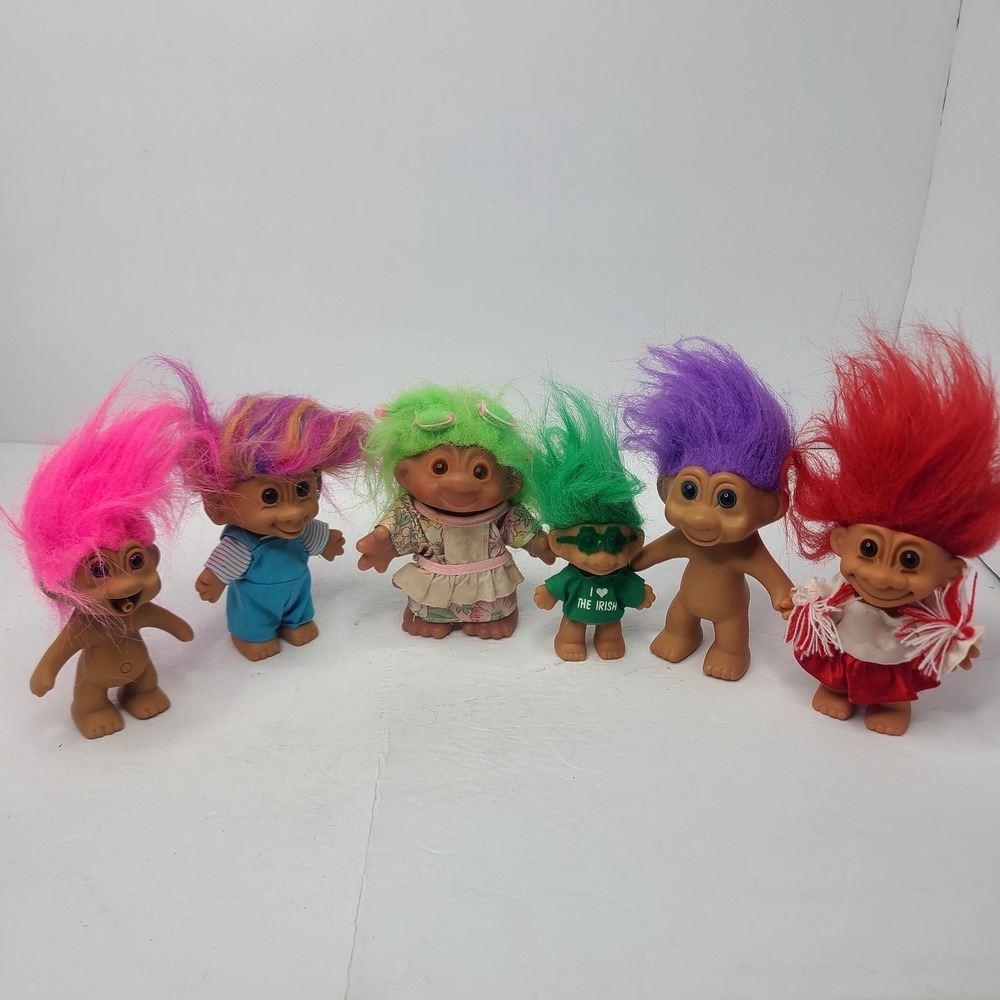 Vintage Troll Dolls Lot of 6 Russ TNT Bright Of America
